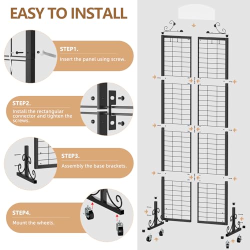 Urban Deco 2.2'x6.2' FT Gridwall Panel Display Stands with 8 Hooks - style: 1 Set