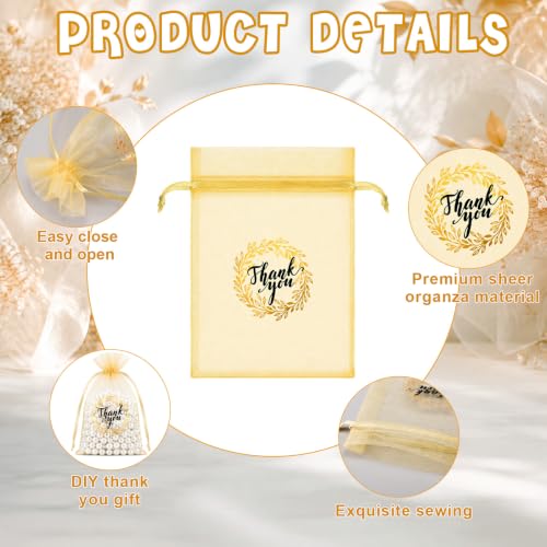 Shappy 100 Pcs 4x6 Inch Gold White Organza Bags, Thank You Gift Bags Bulk - color: White,Gold, size: 1 Count (Pack of 100)