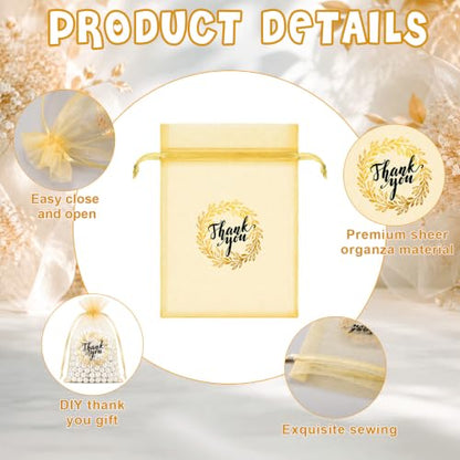 Shappy 100 Pcs 4x6 Inch Gold White Organza Bags, Thank You Gift Bags Bulk - color: White,Gold, size: 1 Count (Pack of 100)