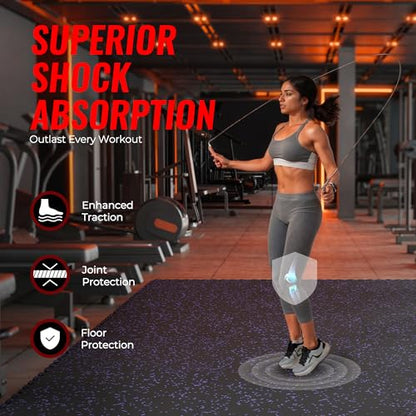 SUPERJARE 0.79'' Extra-Thick 24 Pcs 96 Sq Ft Exercise Equipment Mats - color: Black/Purple, size: 24 Tiles (96 Sq Ft)