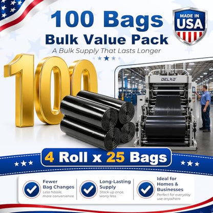 Delxo 40-45 Gallon Trash Bags, 100 Count, 38” x 46” Heavy Duty Garbage Bags - color: 45Gal-100Ct(Black)