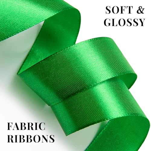 Green Satin Ribbon 1 Inch x 100 Yards - color: Green