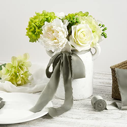 Keypan Sage Green Frayed Satin Chiffon Ribbon, 1.5 Inches, 21 Yards - color: Sage Green