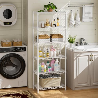 Golpart 6Tier Adjustable Storage Shelves Metal Wire Shelving Standing Shelf - color: White, size: 6-tier-12"Dx22"Wx69"H