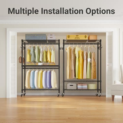 VIPEK R2 Plus Clothes Rack Heavy Duty Rolling Closet for Hanging Clothes - color: Black, size: R2 Plus