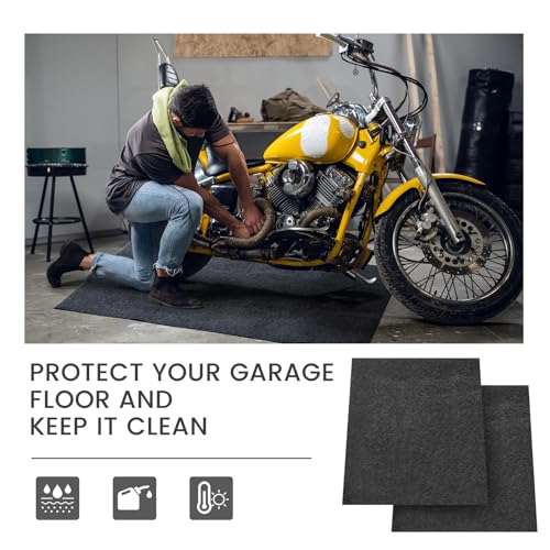 2 Pcs 29 x 36 Inch Oil Spill Absorbent Garage Mat, Black