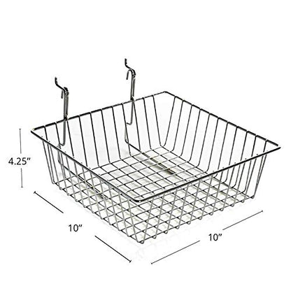 Azar Displays 300621-2pack Wire Basket, Chrome (Pack of 2) - size: 12"W x 12"D 4.25"H