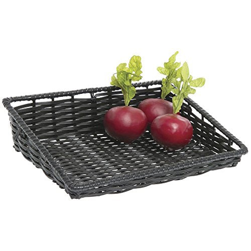 HUBERT Wicker Look Tapered Storage Basket, Rectangular Black- 15 1/2"L x 12"D x 1 1/2" to 4"H - color: Black, size: 15.5"Lx12"Dx1.5-4"H