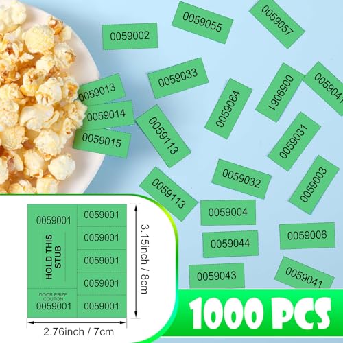 Kosiz 1000 Sheet 5 Bid Raffle Ticket Sheets, Green Chinese Auction Tickets - color: Green, size: 5 Bid