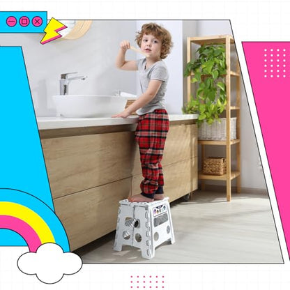 Delxo Folding Step Stool 13 inch 2 Pack,300 Lbs Step Stool for Kids&Adults - color: White, size: 13 Inch-2 Pack