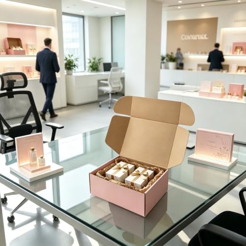 Pink Shipping Boxes 24 Pack 7x6x3 inches, Corrugated Cardboard Mailer Boxes - size: 7x6x3 Inch-24 Pack