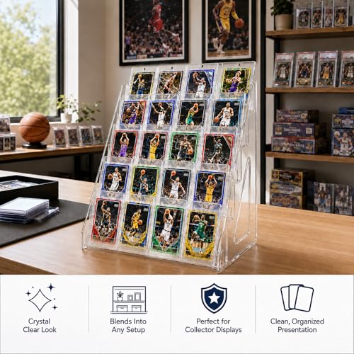 DEEIF 5 Tier Acrylic Trading Card Display Stand for Sports Cards, 2 Pack - size: 5 Tier, 2 Pack