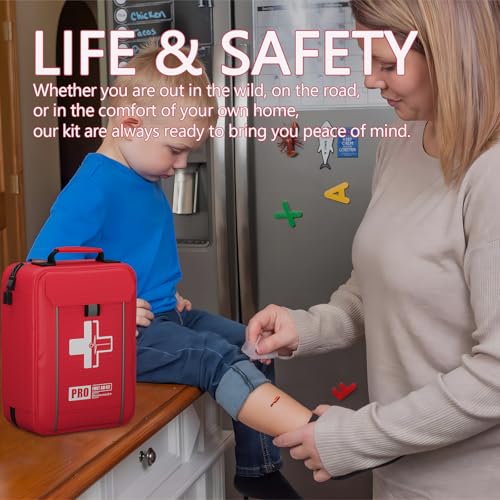 Upgrade - Comprehensive First Aid Kit with Labelled Compartments, Molle System Emergency Kits for Car,Home,Hiking, Backpacking, Camping, Traveling, and Cycling - size: Large Kit