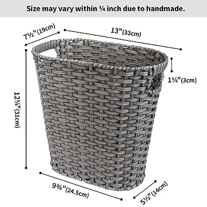 GRANNY SAYS Wicker Bathroom Trash Can, Wicker Waste Basket, Dark Gray - color: Dark Gray, size: Rectangular - 13"L x 7½"W x 12¼"H