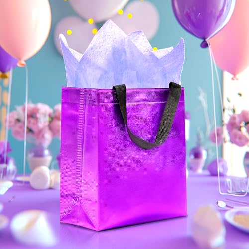 KeerxunBag Purple Gift Bags - 12pk - Reusable - With Inner Liner Paper - color: Purple