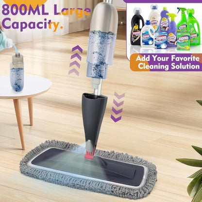 Spray Mop for Hardwood Tile Floor Cleaning with Microfiber Washable Pads - color: Grey