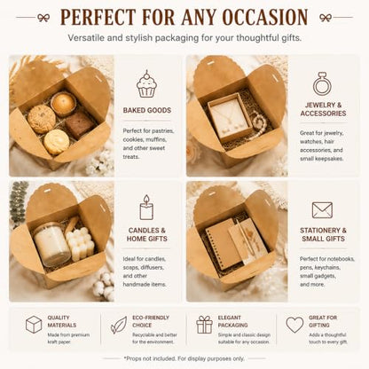 WEWILUCK Brown Kraft Gift Boxes with Ribbons, 8 Pack, 6 x 6 x 3 Inches - color: Brown, size: Medium-Large 6"x6"x3" (8 Pack)