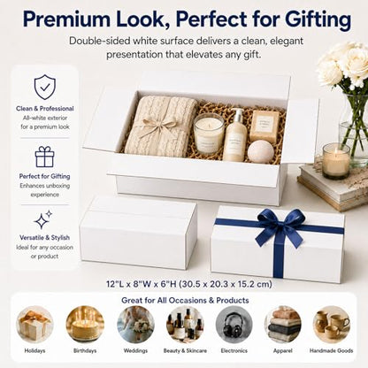 12x8x8 White Shipping Boxes, 25 Pack - size: 12x8x6 Inch