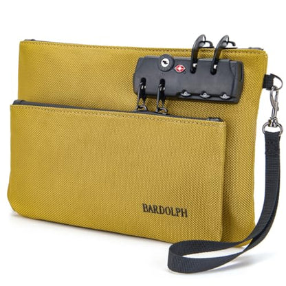 Money Bag with Lock, Double layer Men & Women's Locking Accessories Pouch, BankBag,CashBag with Lock and Zipper NotaryBag with Lock (Yellow) - color: Yellow
