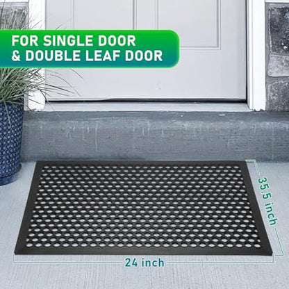 BEHERO Rubber Outdoor Mat 36" x 24" Anti Fatigue Waterproof Non-Slip - color: Black(drainage), size: 2' x 3' (Rectangular)