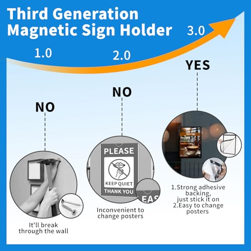 Inpack Magnetic Sign Holder 8.5x11, Reusable Adhesive Frames, 6-Pack, Black - size: 8.5'' x 11''-6 PACK