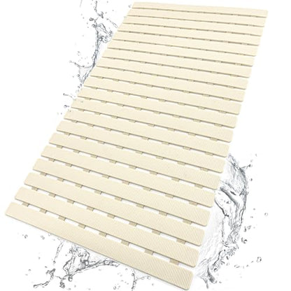 BEMISO Shower Mat Non Slip Bathtub Mat 27.5 x 15.7 Inch Bath Mat for Tub - color: Beige, size: 27.5 x 15.7 inches