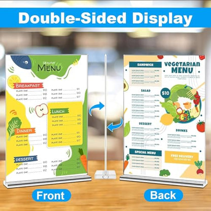 EHWINE 4 Pack Acrylic Sign Holders 5x7 Double-Sided Tabletop Display Stands for Menus Flyers & Signs, Clear Acrylic Picture Frame for Office Business Store & Events - size: 4 Pack 5x7 Inch