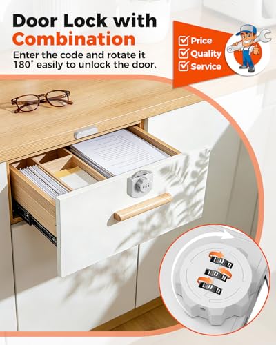 Combination Cabinet Lock, Keyless Code Lock, White, 2 Pack - color: White-2PCS