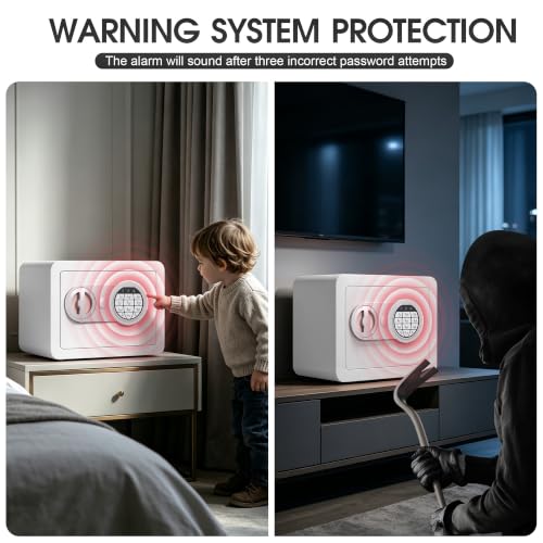 Small Safes for Home Small Safe Box Mini Safe with Coin Slot Personal Safes for Money Cash Documents Kids Safety Box with Digital Keyboard & Sensor Light Caja Fuerte Para Dinero 0.23 Cubic (white) - color: white