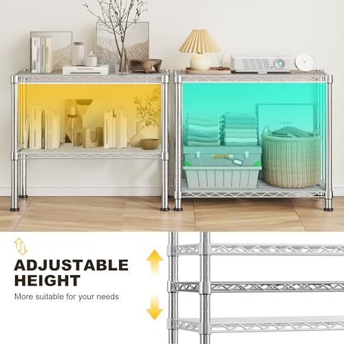 DurayLoly 400LBS 2-Tier Narrow Wire Shelving for Kitchen Laundry, Chrome - color: Chrome, size: 27.5" W*11.8" D*27.5" H