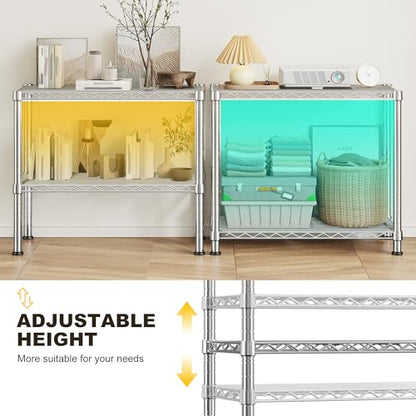 DurayLoly 400LBS 2-Tier Narrow Wire Shelving for Kitchen Laundry, Chrome - color: Chrome, size: 27.5" W*11.8" D*27.5" H