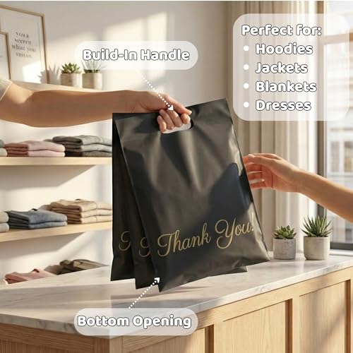 Donyson Black Poly Mailers with Handle, 12x15, 50 Pack, Shipping Bags - color: Black, size: 12x15 (50 Pack)