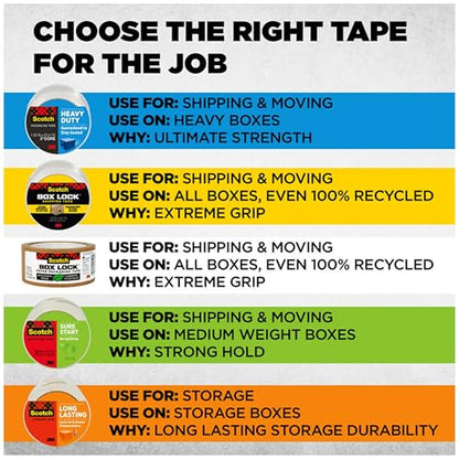 Scotch Heavy Duty Shipping Packing Tape, Clear, 1.88 in. x 22.2 yd. - size: 1.88 in x 22.2 yd (3 Rolls)