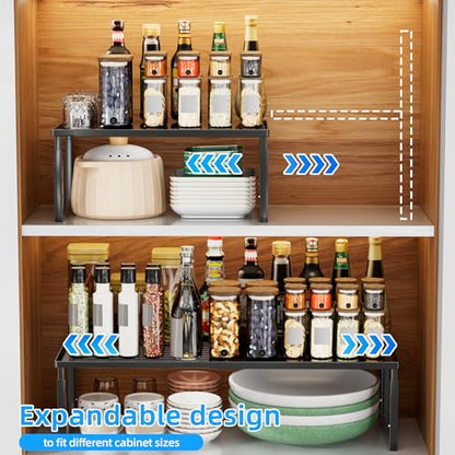 Cabinet Shelves, 2 Pack Stackable Shelves for Pantry Storage - color: Black