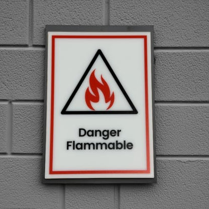 Danger, Flammable Sign, 5x7 inch Acrylic Signs, Choose from 30 Warning and Policies, Each Sign Comes With Double Sided Tape for Easy Displaying. (Design 28) - color: Design 28