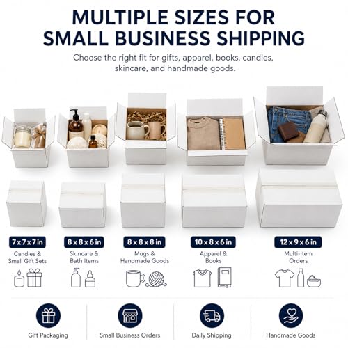 12x6x6 White Shipping Boxes, 25 Pack - size: 12x6x6 Inch