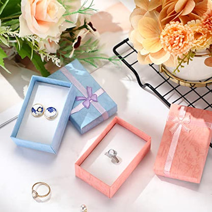 Batiyeer 72 Pcs Small Jewelry Ring Earring Bulk Gift Box with Ribbon Bow