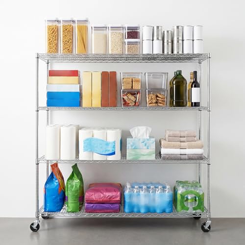 SafeRacks NSF 4-Tier Heavy Duty Steel Wire Rack w/Wheels (18"x72"x72") - color: Silver, size: 18"x72"x72" 4-Tier