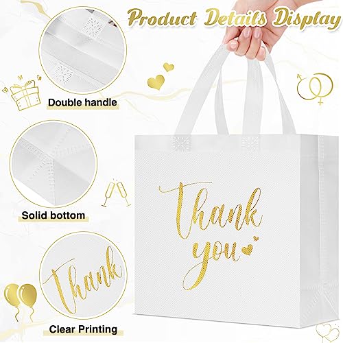 Sweetude 30 Thank You Non Woven Gift Bag, 11 x 12 x 5 Inch, White - color: White, size: 11 X 12 X 5 Inch