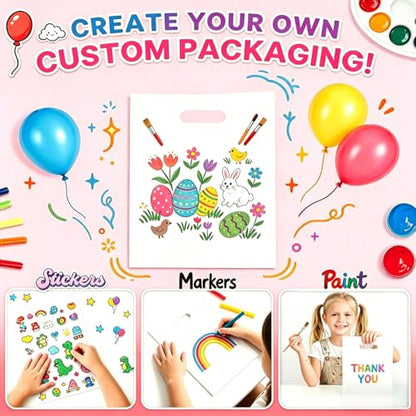 20 Pack 12x15 Inch Frosted Shopping Bags with Handles Plastic Gift Bags
