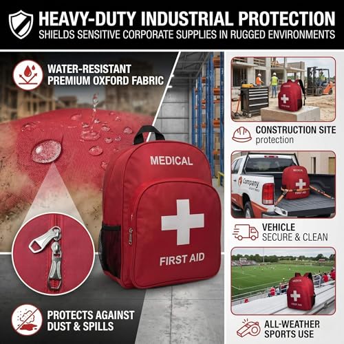 NOVO First Aid Backpack Empty, Medical Backpack, Red Emergency Backpack Bag