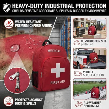 NOVO First Aid Backpack Empty, Medical Backpack, Red Emergency Backpack Bag