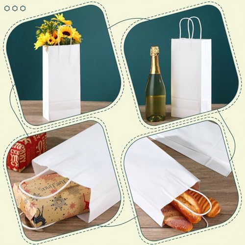 Yexiya Paper Wine Bags Bulk with Handle, 6 x 3 x 13 Inch, White, 100 Pcs - color: White, size: 6 x 3 x 13 Inches
