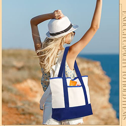 Reginary 16 Pcs Women Canvas Tote Bag 18 Inch Reusable DIY Bag,Blue White - color: Blue White