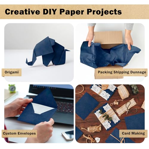 RUSPEPA Navy Blue Kraft Wrapping Paper Roll, 17.5"x 393"(32.8'), Recyclable Blue Art Gift Wrap Paper for Birthday Gift Wrapping, Table Covering, DIY Crafting, Fathers Day Bouquet Flower, 80GSM - color: Navy Blue, size: 17.5x393 Inch (Pack of 1)