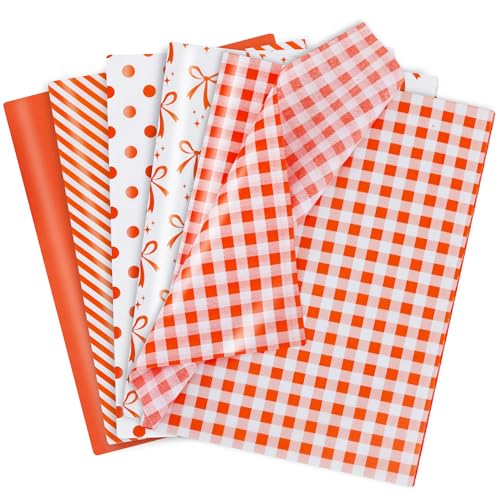 BEISHIDA 100 Sheets Orange Tissue Paper Bulk for Gift Wrapping Gift Bag - color: orangebow100