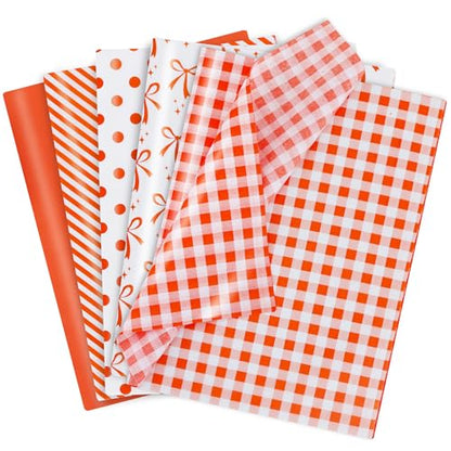 BEISHIDA 100 Sheets Orange Tissue Paper Bulk for Gift Wrapping Gift Bag - color: orangebow100