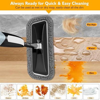 Spray Mop for Floor Cleaning: Microfiber Wet Dry Mops with 3 Washable Pads - color: Black