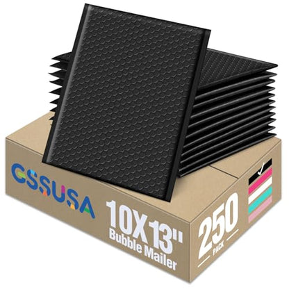GSSUSA Black Bubble Mailers 10x13" Padded Envelopes 250 Pack Self-Seal - color: Black, size: 10x13 250pc