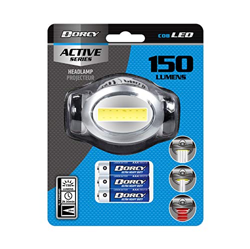 Dorcy 8-LED Adjustable LED Headlight Flashlight with Blinking Red Light Setting and Push Button Switch, Black (41-2095)